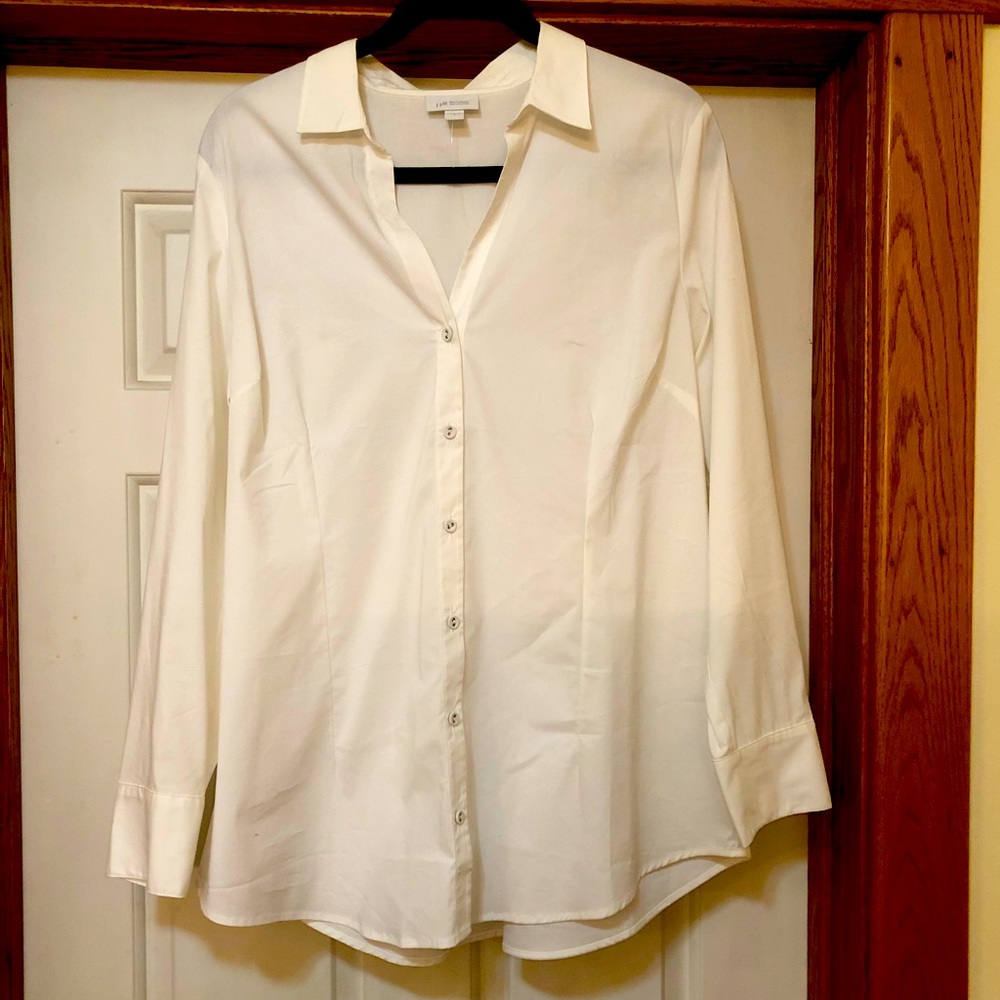 J Jill white cotton button down blouse, Large, Never Worn